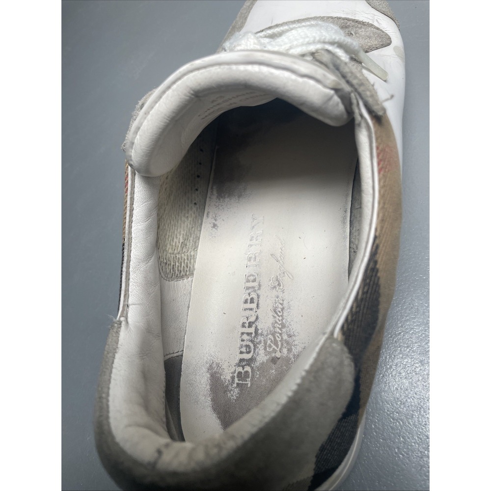 Burberry Men's White Reeth Check Trim Low Top Sneakers Size 43 - Picture 10 of 11